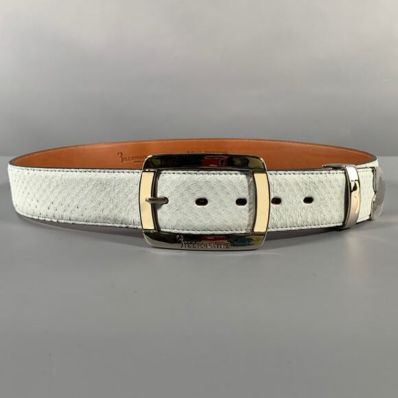 BILLIONAIRE COUTURE Size 40 Off White Textured Phython Skin Leather Belt - Picture 1 of 9